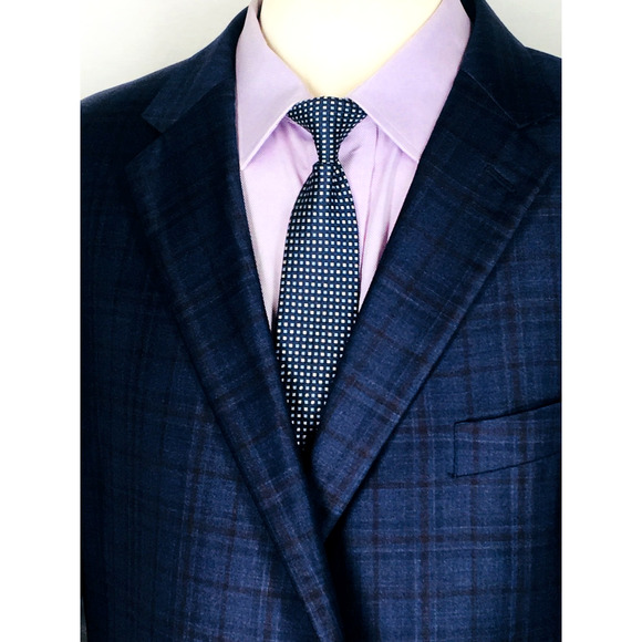 50S* Jos A Bank Reserve Reda Italy 2 Bttn Wool Blazer Sport Coat Navy Glen Check - Picture 8 of 12